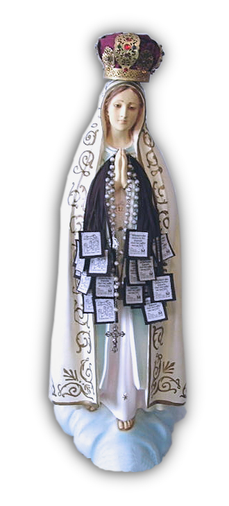 Statue of the Blessed Mother holding the scapulars